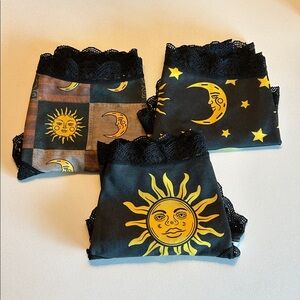 Set of 3 Celestial Sun and Moon Lace Trim Panties